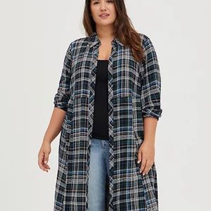 Torrid Size 0 (12) Plaid Maxi Kimono NWT
